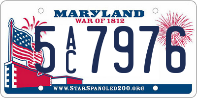 MD license plate 5AC7976