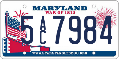 MD license plate 5AC7984