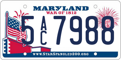 MD license plate 5AC7988