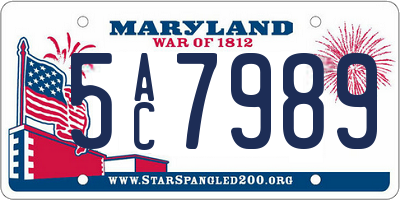 MD license plate 5AC7989
