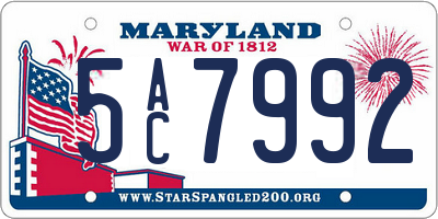 MD license plate 5AC7992