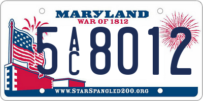 MD license plate 5AC8012