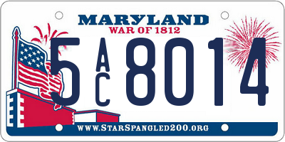 MD license plate 5AC8014