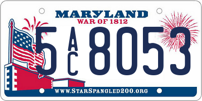MD license plate 5AC8053