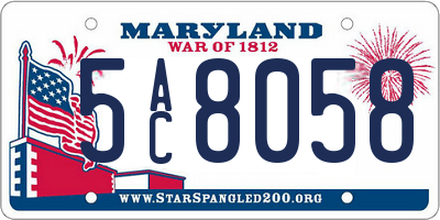 MD license plate 5AC8058