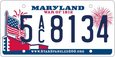 MD license plate 5AC8134