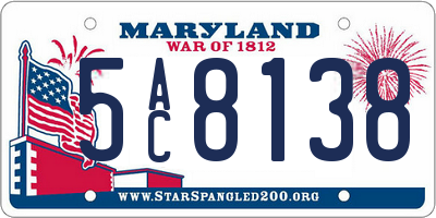 MD license plate 5AC8138