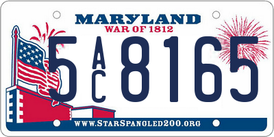 MD license plate 5AC8165