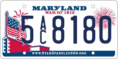 MD license plate 5AC8180