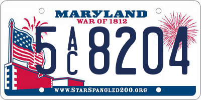 MD license plate 5AC8204