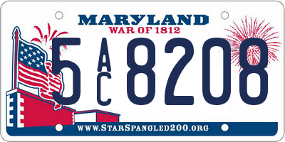 MD license plate 5AC8208