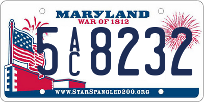 MD license plate 5AC8232