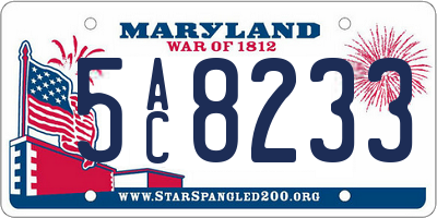 MD license plate 5AC8233