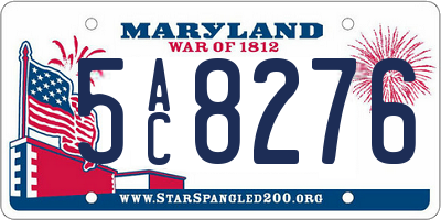 MD license plate 5AC8276