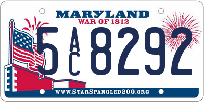 MD license plate 5AC8292