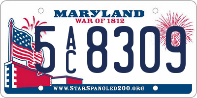 MD license plate 5AC8309