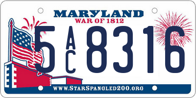MD license plate 5AC8316