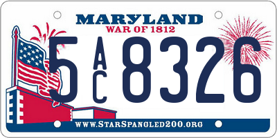 MD license plate 5AC8326