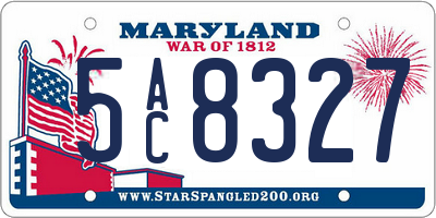 MD license plate 5AC8327