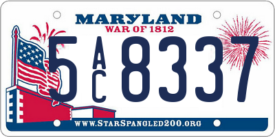 MD license plate 5AC8337