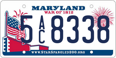 MD license plate 5AC8338