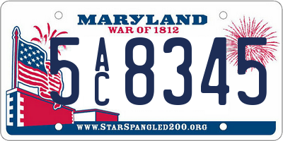 MD license plate 5AC8345