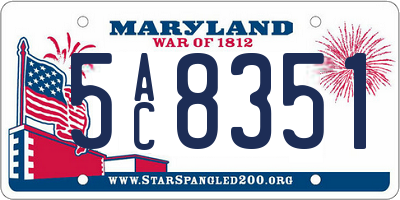 MD license plate 5AC8351