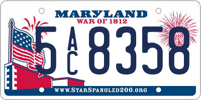 MD license plate 5AC8358