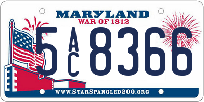 MD license plate 5AC8366