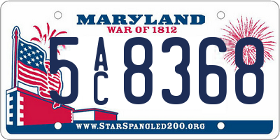 MD license plate 5AC8368