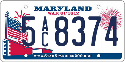MD license plate 5AC8374