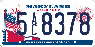 MD license plate 5AC8378