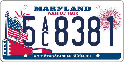 MD license plate 5AC8381