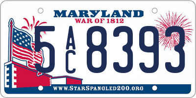 MD license plate 5AC8393