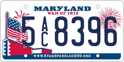 MD license plate 5AC8396