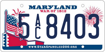 MD license plate 5AC8403
