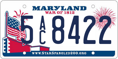 MD license plate 5AC8422