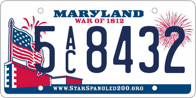 MD license plate 5AC8432
