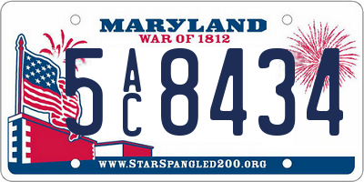 MD license plate 5AC8434