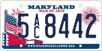 MD license plate 5AC8442