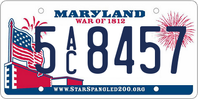 MD license plate 5AC8457