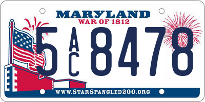 MD license plate 5AC8478