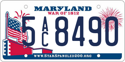 MD license plate 5AC8490