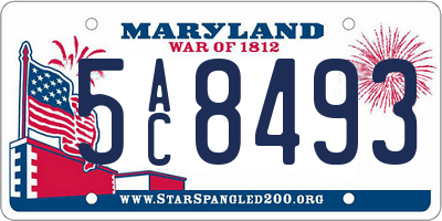 MD license plate 5AC8493