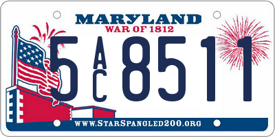MD license plate 5AC8511