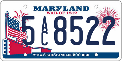 MD license plate 5AC8522