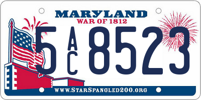 MD license plate 5AC8523