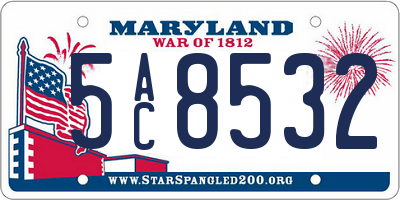 MD license plate 5AC8532