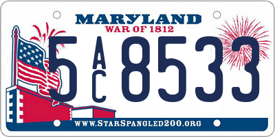 MD license plate 5AC8533