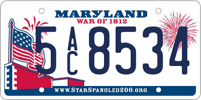 MD license plate 5AC8534